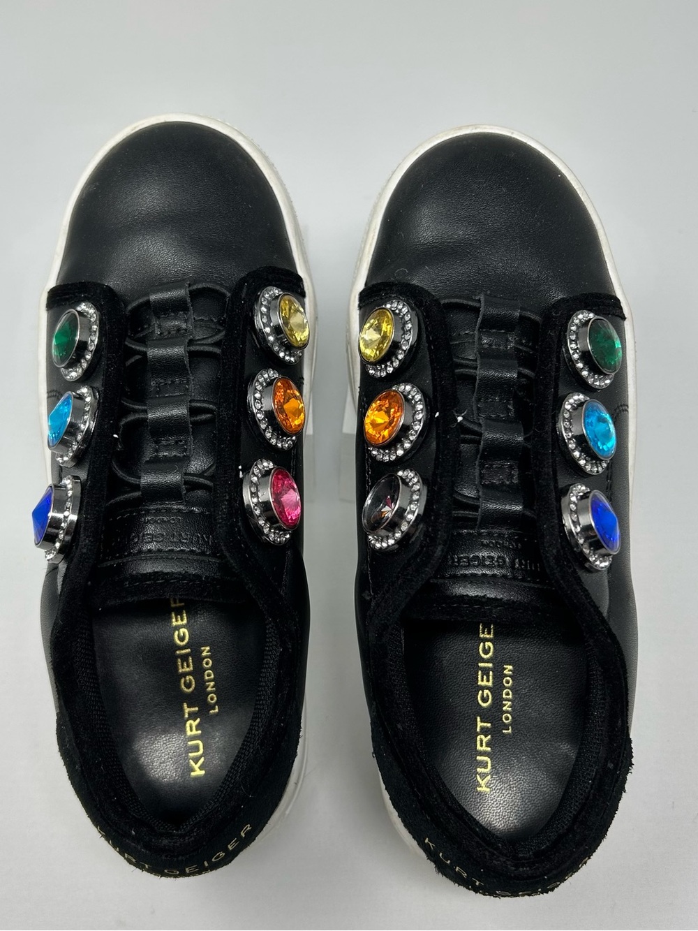 Kurt Geiger London Kids Mini Laney Octavia Slip On Sneakers Size 1 Black Gems